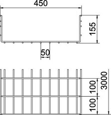 OBO SGR 155 450 G Mřížový žlab SGR 155x450x3000 Ocel galv. zinek DIN EN 12329