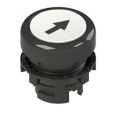 PIZZATO Tlačítko, 20 mm (R), bílé, symbol ŠIPKA NAHORU, černý plast. kroužek