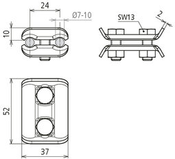 Paralelní svorka Cu pro prům. 7-10mm DEHN 307007