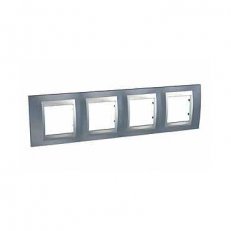 Unica Top Krycí rámeček čtyřnásobný Metal Grey/Aluminium SCHNEIDER MGU66.008.097