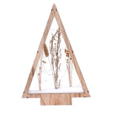 LED dřevěná vánoční dekorace, zasněžené zimní květiny, 37cm, 2x AA SOLIGHT 1V267