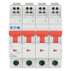 PLI-D10/4 Jistič PLI (bezšroubové svorky nahoře) char D 4-pólový 10kA 10A 101368