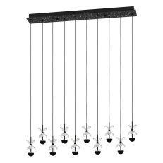 Závěsné svítidlo PIANOPOLI 2 LED černá/kříšťál 10X2,3W EGLO 390278