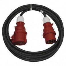 3 fázový venkovní prodlužovací kabel 10 m 1 zásuvka černý guma 400 V 2,5mm2