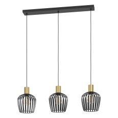 Závěsné svítidlo EMPOLI E27 černá/mosaz 3X40W IP20 EGLO 901037