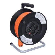 4z prodlužovací přívod - na bubnu, 50m, oranžový kabel, 3x 1,5mm2 SOLIGHT PB04
