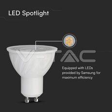 LED Spotlight SAMSUNG Chip GU10 6W Plastic SMD With Lens 4000K VT-277, SKU21166