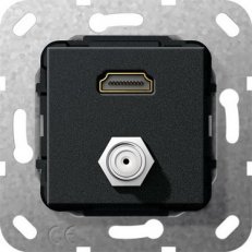 HDMI SAT F-zásuvka Gender changer vložka černá m GIRA 567510