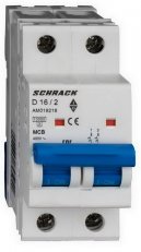 Instalační jistič AMPARO 10kA, D 16A, 2P SCHRACK AM019216--