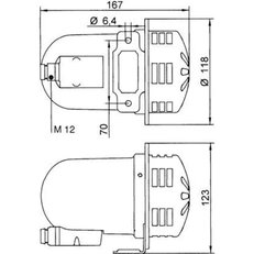 Motorová siréna CELERE 240V, ACDC, IP43, 107 dB, M12, světle šedá, 1 tón 42025