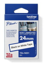 Páska BROTHER TZe-N251, bílá/černá (24mm nelaminované)