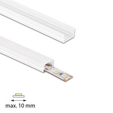 Přisazený hliníkový profil PM bílý 12x7mm, mléčný difuz., 2m