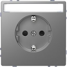 Zásuvka Merten D-Life 250V/16A SCHUKO clonky popisové pole Stainless Steel