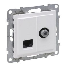 SUNO BÍLÁ KOMBINOVANÁ TV S ''F'' KONEKTOREM + DATOVÁ ZÁSUVKA RJ45 CAT.6 UTP