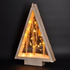 LED dřevěná vánoční dekorace, zasněžené zimní květiny, 37cm, 2x AA SOLIGHT 1V267