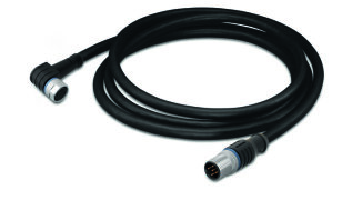 Kabel pro senzor/akční člen, Zásuvka M8,  úhlová, Zástrčka M12A,  přímá 3pól.