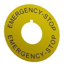 Označovací štítek s nápisem 'EMERGENCY-STOP', žlutý, kulatý ETI 004774145