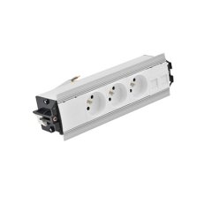 Mediaport Indesk: 3x 250 V typ E + 2x zásuvka RJ45 kabel hliník bílá :5025