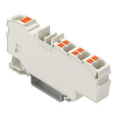 Distribuční svorka, s ovládacím tlačítkem, 1× 6 mm2 / 6× 1,5 mm2, Světle šedá