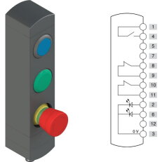 Ovládací jednotka BN 3 prvky (konfigurace B14) Konektor M12,12 pólů, IP65