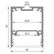 Závěsný hliníkový profil ZA 40x50mm vč. mléčného difuz. 2m MCLED ML-761.605.04.2