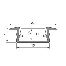 Vestavný hliníkový profil VR3 22x7mm bez difuzoru 2m MCLED ML-761.427.04.2