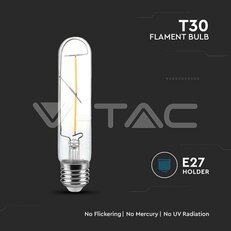 LED Bulb 2W Filament E27 T30 Clear Cover 1800K VT-2042, V-TAC SKU217251