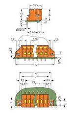 Svorka na desky plošných spojů 2,5mm2 5,08mm oranžová 2pól. WAGO 231-632/023-000