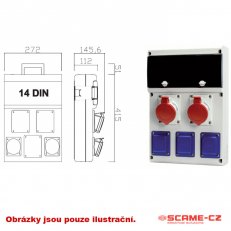 SCAME Zásuvková rozvodnice s chráničem 632 1x32A/4p, 2x16A/4p, 2x230V