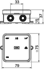 OBO A 8 5 Odbočná hranatá krabice se svorkovnicí 75x75x36 světle šedá PE