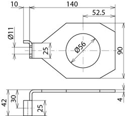 Připojovací třmen IF 1 úhlový Průměr otvoru d1 56 mm DEHN 923356