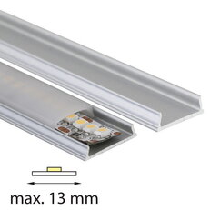 Přisazený hliníkový profil PI, ohebný, 14x6mm, vč. matného difuzoru, 2m