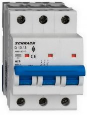 Instalační jistič AMPARO 10kA, D 10A, 3P SCHRACK AM019310--