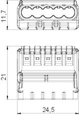 OBO 61 525 FL Universální svorka pětipólová 0,2-2,5mm2 průhledná Polykarbonát PC