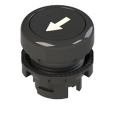 PIZZATO Tlačítko, 20 mm (R), černé, symbol ŠIPKA DOLŮ, černý plast. kroužek
