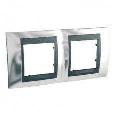 Schneider MGU66.004.210 Krycí rámeček Top dvojnásobný, Cromo lesk/grafit
