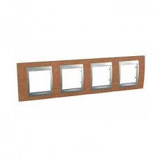 Unica Top Krycí rámeček čtyřnásobný, Cherry/Aluminium SCHNEIDER MGU66.008.0M2