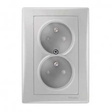 Sedna Zásuvka dvojnásobná 2x(2P+PE) s clonkami, Aluminium SCHNEIDER SDN2800560