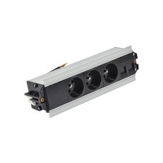 Mediaport Indesk: 3x 250 V typ E + 2x zásuvka RJ45 kabel hliník černý :5025