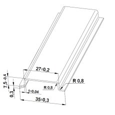 Lišta TH 35x7,5 - 1000 mm, plná, NEREZ, cena za kus ELEKTRO BEČOV E126450