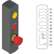Ovládací jednotka BN 3 prvky (konfigurace B16) Konektor M12,12 pólů, IP65