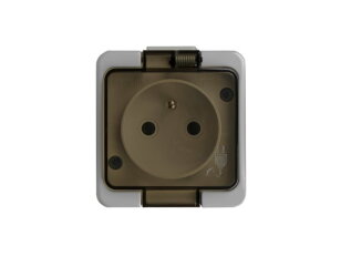 NT-16SL zásuvka jednonásobná 2p+Z 16A/250V s kouřovým víčkem IP44 šedá