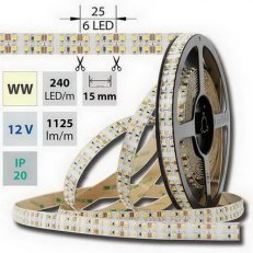 LED pásek SMD3528 WW, 240LED/m, IP20, 5m, 12V