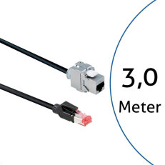 CAT6A RJ45 Patch-kabelu bk 3,0m Zásuvka