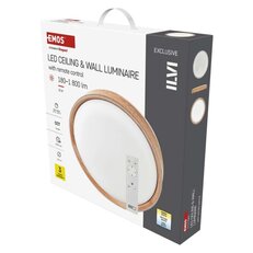 LED přisazené svítidlo ILVI, kruhové 30W, stmívání+CCT, dřevo EMOS ZM5160