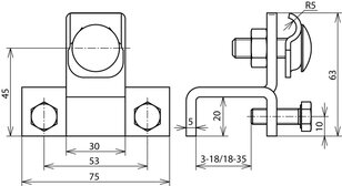 Připojovací svorka kolmá, nerez pro profily 3-18mm, s příložkou DEHN 372119