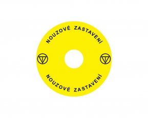 Štítek nouzového zastavení NOARK pro Ex9P1 H, samolepicí, žlutý, průměr 90mm, CZ
