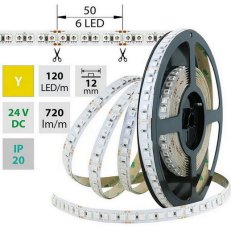 LED pásek SMD5050 žlutý, 120LED/m, 28,8W/m, 720lm/m, IP20, DC 24V, 12mm, 5m