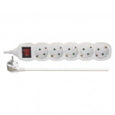 Prodlužovací kabel 5 m 5 zásuvek s vypínačem bílý PVC 1,5mm2 EMOS P1525R