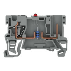 Základní svorka pro moduly, 1 vodič/1 kontakt, červená LED dioda, DC 24V, šedá